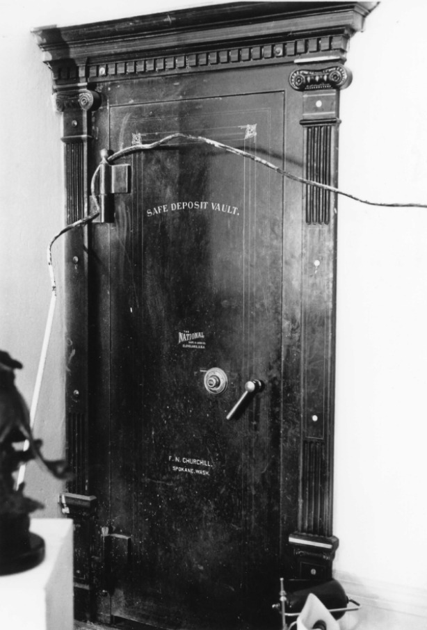 Interior view of the First National Bank of Joseph’s extant vault, 1990