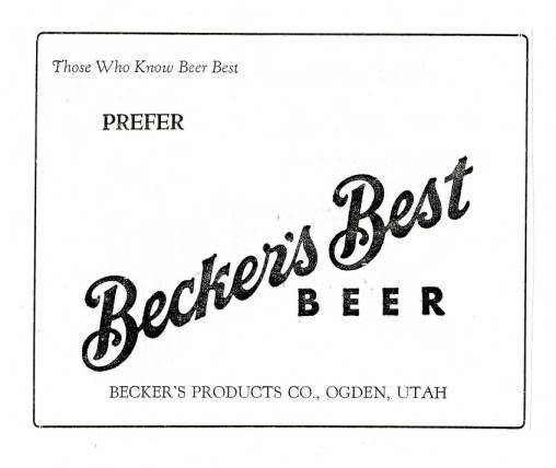 Small newspaper advertisement for Becker's Best beer, 1938