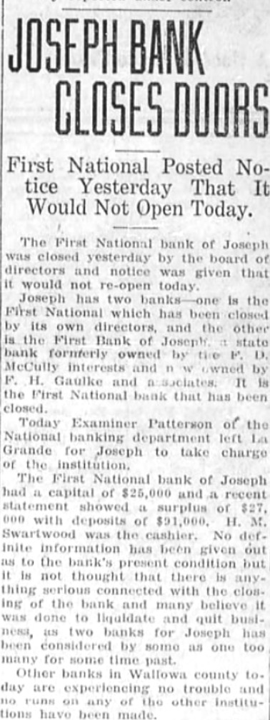 La Grande Observer article, 1923