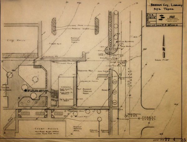 1977 site plan for Brigham City Library.