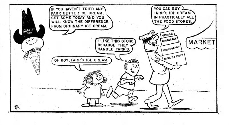 Advertisement for Farr Ice Cream