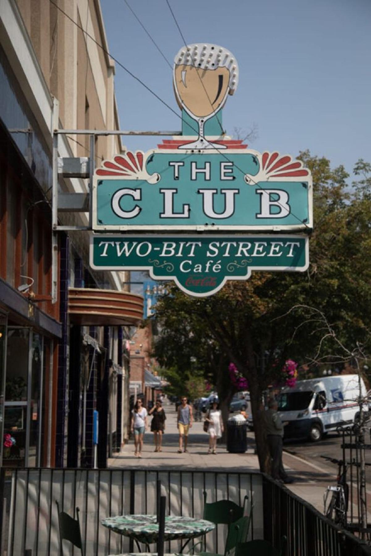 Two-Bit Street Club and Café sign