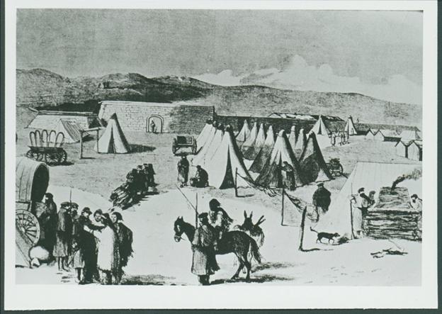 Drawing of Fort Bridger