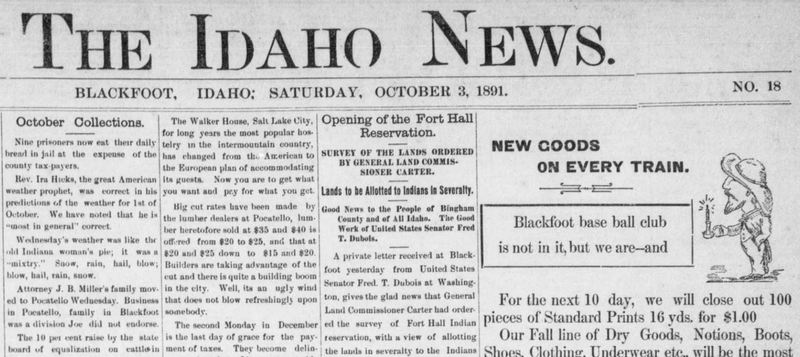 Opening of the Fort Hall Reservation