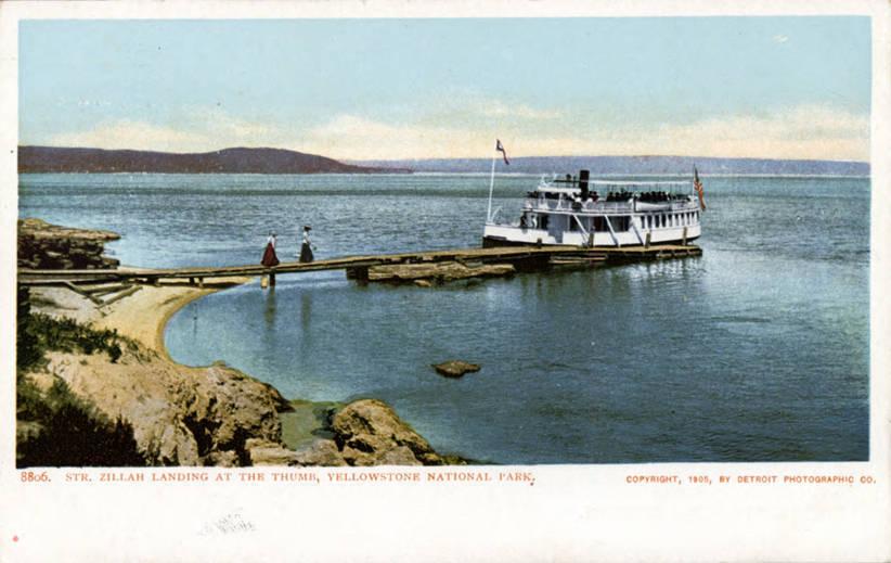 Postcard of the Zillah at Thumb Dock after returning from the Lake Hotel area, ca.1905