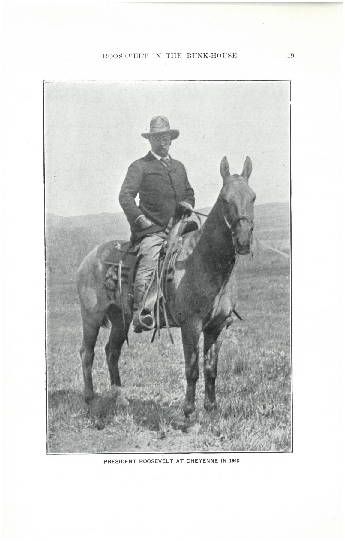 President Roosevelt mounted on Ragalon, a horse who could count, bow, roll over, and distinguish colors. It was a “fine galloper and a speedy trotter.”