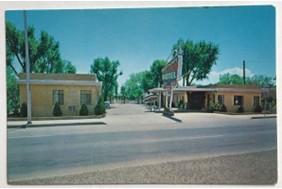 A Duncan Hines promotional postcard of the Monterey Motel (circa 1937 to 1970) taken from across Route 66