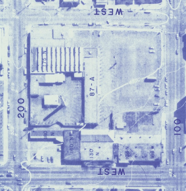Airphoto of the former Mills block