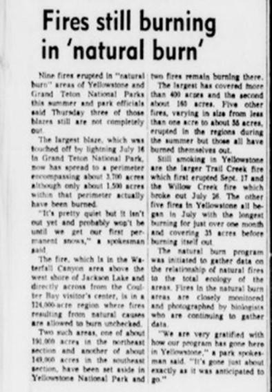 Newspaper Article about the Waterfalls Canyon Fire