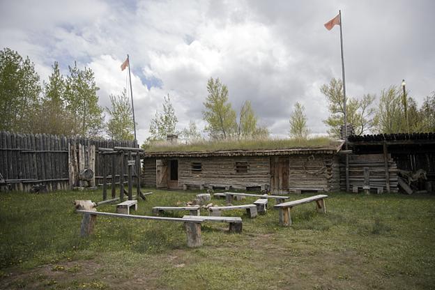 The stockade of Fort Bridger