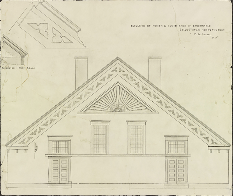Architectural plans for the Old Adobe Tabernacle.