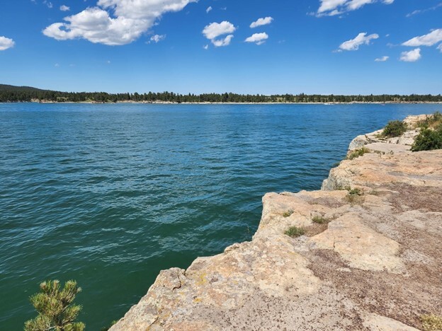 Keyhole Reservoir with Keyhole Beach across the lake, 2022