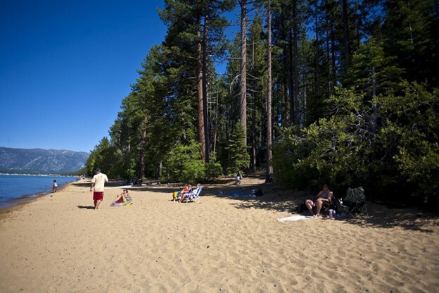 Kiva Beach with views of the Carson Mountain Range in the background, 2009.