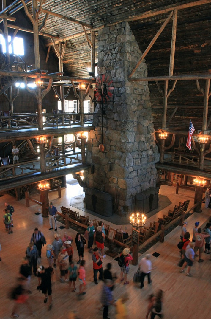 Old Faithful Inn, lobby, 2013