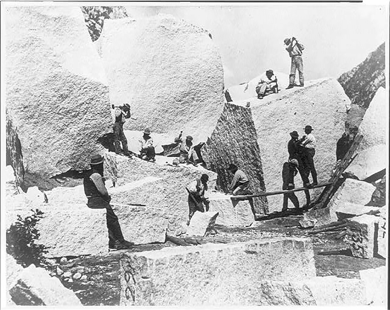 Workers mining stone for the Temple.