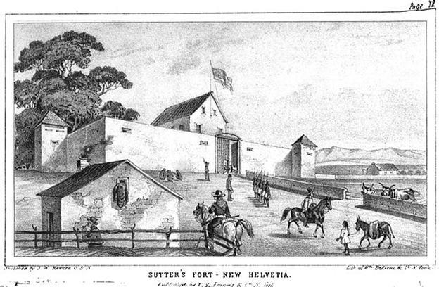 1849 depiction of Sutter’s Fort.