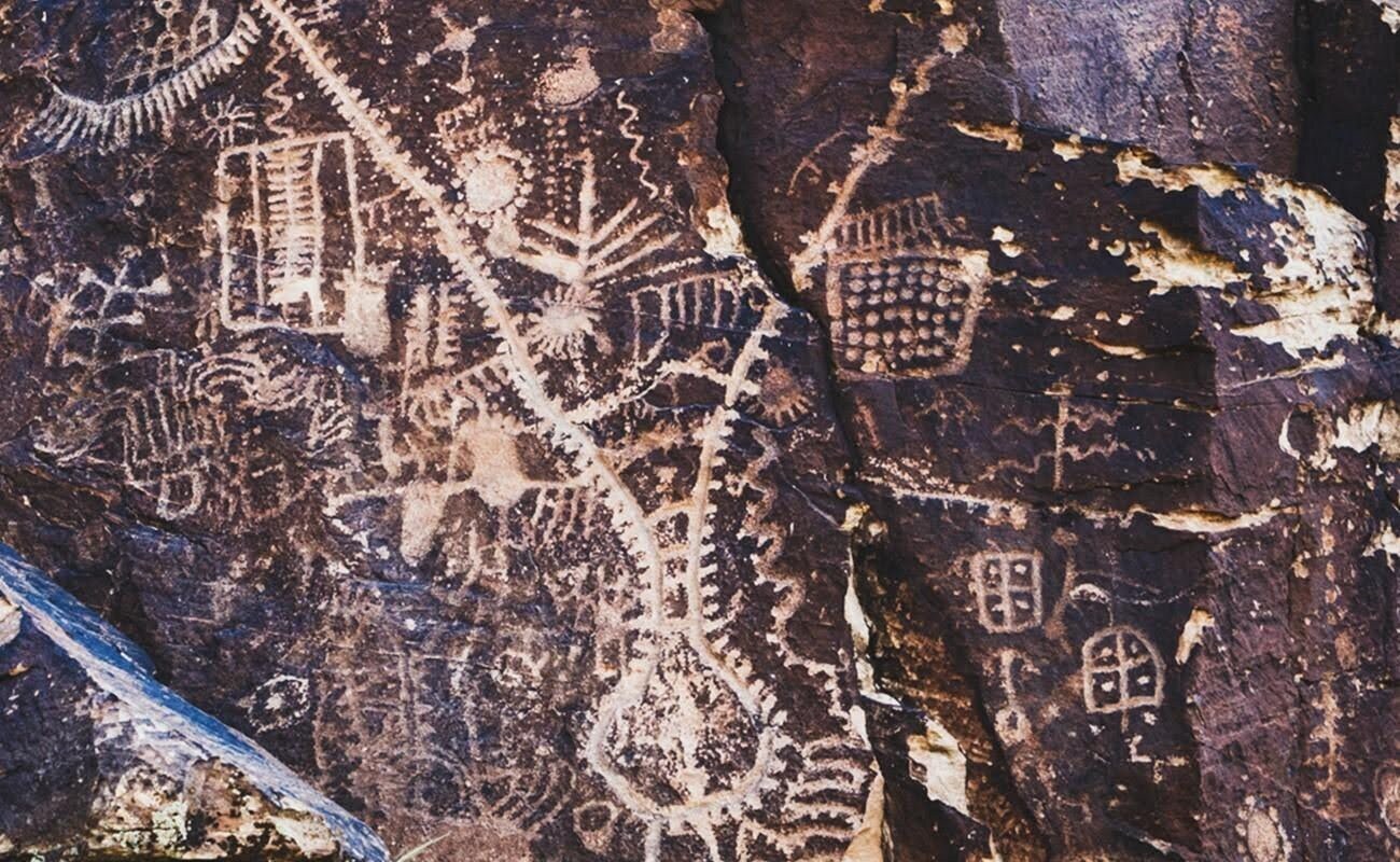 Ancient carvings were made by Natives passing through Parowan Gap