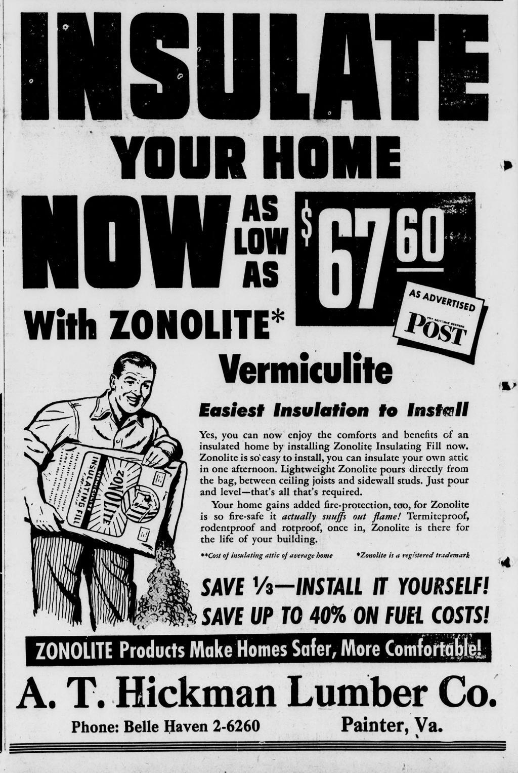 Zonolite Insulation Advertisement