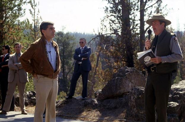 Governor Dukakis Listening to Superintendent Bob Barbie, September 13, 1988