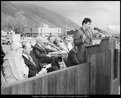 Groundbreaking ceremonies for the J. Reuben Clark Law School Building, May 1, 1973